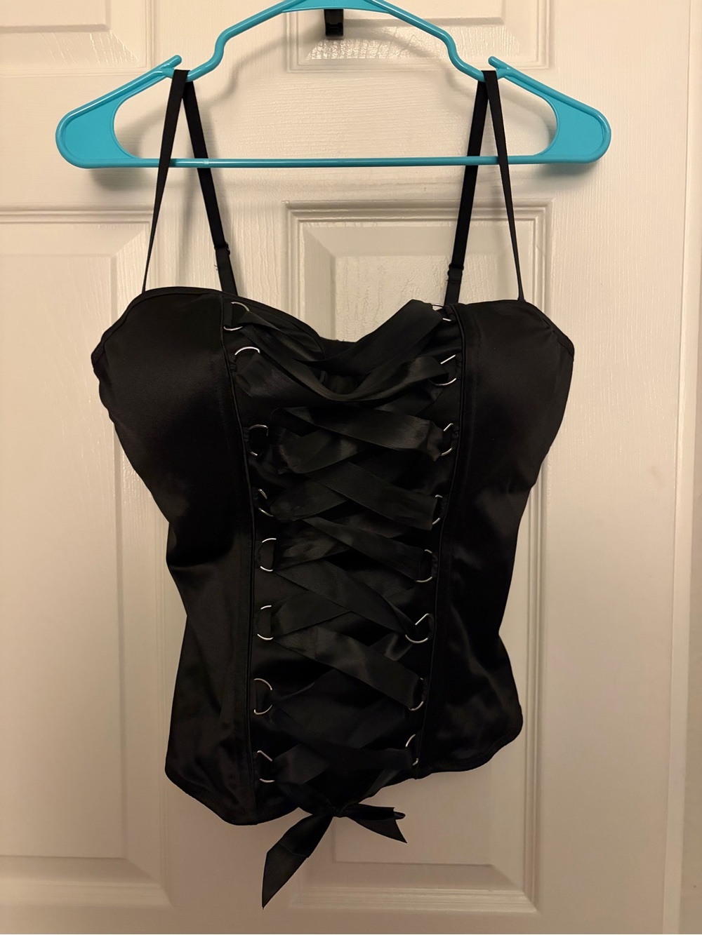 Spirit Black Satin Lace-Up Corset Camisole